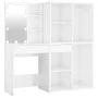 Tocador con LED y 2 armarios madera contrachapada blanco brillo de vidaXL, Tocadores para dormitorios - Ref: Foro24-3082032, ...