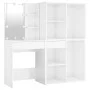 Tocador con LED y 2 armarios madera contrachapada blanco brillo de vidaXL, Tocadores para dormitorios - Ref: Foro24-3082032, ...