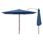 Sombrilla de jardín con palo de madera azul 350 cm