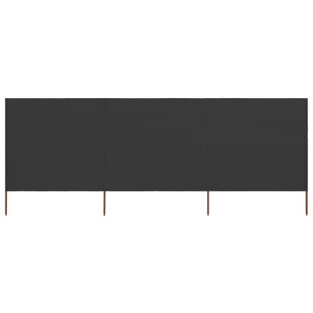 Paravientos de playa de 3 paneles tela gris antracita 400x80 cm