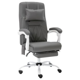 Silla de oficina de masaje cuero sintético gris de vidaXL, Sillas de oficina - Ref: Foro24-20315, Precio: 198,78 €, Descuento: %