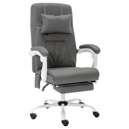 Silla de oficina de masaje cuero sintético gris de vidaXL, Sillas de oficina - Ref: Foro24-20315, Precio: 198,78 €, Descuento: %