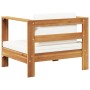 Silla de jardín con cojín madera maciza de acacia color crema