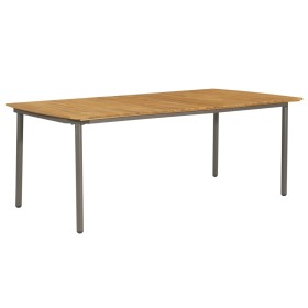 Mesa de jardín madera maciza de acacia y acero 200x100x72 cm