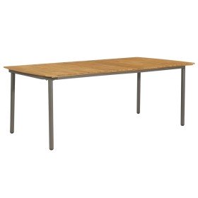 Mesa de jardín madera maciza de acacia y acero 200x100x72 cm