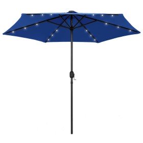 Sombrilla de jardín luces LED palo de aluminio azul 270 cm en Sombrillas | Comprar online en Foro24