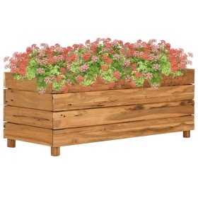 Arriate elevado madera de teca reciclada y acero 100x40x38 cm en Maceteros y jardineras | Comprar online en Foro24