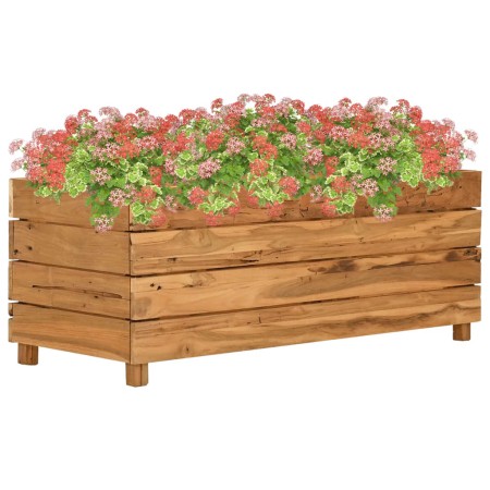 Arriate elevado madera de teca reciclada y acero 100x40x38 cm en Maceteros y jardineras | Comprar online en Foro24