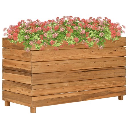 Arriate elevado madera de teca reciclada y acero 100x40x55 cm en Maceteros y jardineras | Comprar online en Foro24