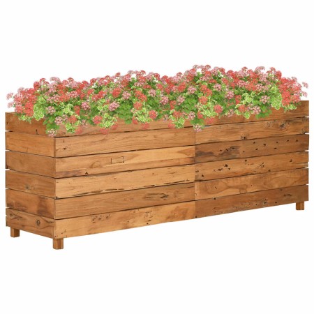 Arriate elevado madera de teca reciclada y acero 150x40x55 cm en Maceteros y jardineras | Comprar online en Foro24