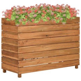 Arriate elevado madera de teca reciclada y acero 100x40x72 cm en Maceteros y jardineras | Comprar online en Foro24