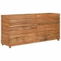 Arriate elevado madera de teca reciclada y acero 150x40x72 cm