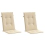 Cojín silla de jardín respaldo alto 2 uds tela beige 120x50x3cm