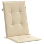 Cojín silla de jardín respaldo alto 4 uds tela beige 120x50x3cm