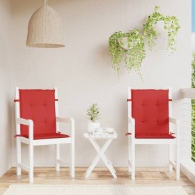 Cojín silla jardín respaldo bajo 2 uds tela Oxford rojo Cojín silla jardín respaldo bajo 2 uds tela Oxford rojo