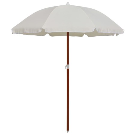 Sombrilla con palo de acero blanco arena 180 cm en Sombrillas | Comprar online en Foro24
