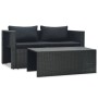 Set muebles de jardín 6 piezas y cojines ratán sintético negro