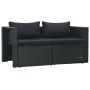 Set muebles de jardín 6 piezas y cojines ratán sintético negro