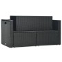 Set muebles de jardín 6 piezas y cojines ratán sintético negro