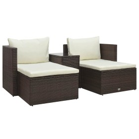 Set muebles de jardín 5 piezas y cojines ratán sintético marrón Set muebles de jardín 5 piezas y cojines ratán sintético marrón