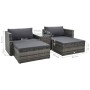 Set de muebles de jardín 5 pzas y cojines ratán sintético gris