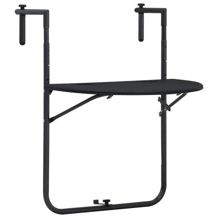 Mesa balcón colgante plástico aspecto ratán negro 60x64x83,5 cm en Mesas de jardín | Comprar online en Foro24