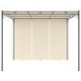 Cenador de jardín con cortina lateral color crema 3x3x2,25 m