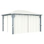 Cenador con cortina color crema aluminio 400x300 cm en Carpas y cenadores | Comprar online en Foro24