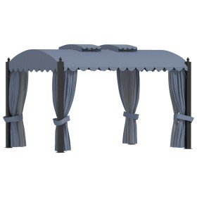 Cenador con cortinas acero gris antracita 3x4 m