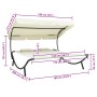 Tumbona de exterior con dosel y almohadas blanco crema