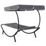 Tumbona de exterior con dosel y almohada gris