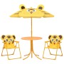 Mesa y sillas de jardín infantil 3 pzas con sombrilla amarillo