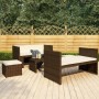 Set muebles de jardín 5 piezas y cojines ratán sintético marrón