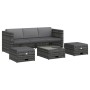 Set de muebles de jardín 4 pzas y cojines ratán sintético gris
