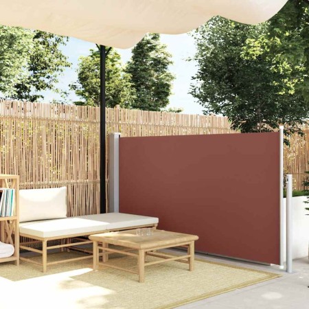 Toldo lateral retráctil de jardín marrón 120x500 cm