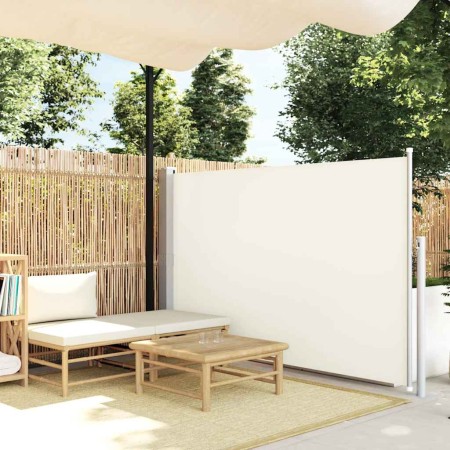 Toldo lateral retráctil de jardín color crema 140x500 cm