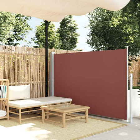 Toldo lateral retráctil de jardín marrón 140x500 cm