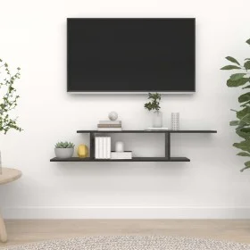 Wall-mounted TV shelf made of black plywood, 125x18x23cm by vidaXL, Shelves and shelves - Ref: Foro24-806990, Price: 31,52 €,...