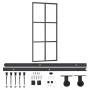 Puerta corredera con herrajes ESG vidrio y aluminio 90x205 cm by vidaXL, Doors - Ref: Foro24-3081947, Price: 222,83 €, Discou...
