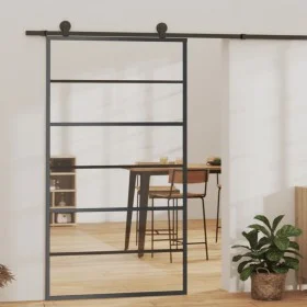 Puerta corredera con herrajes ESG vidrio y aluminio 102x205 cm de vidaXL, Puertas - Ref: Foro24-3081955, Precio: 260,28 €, De...