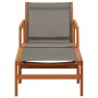 Silla de jardín con reposapiés madera eucalipto textilene gris