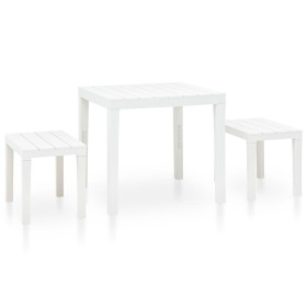 Mesa de jardín con 2 bancos plástico blanco Mesa de jardín con 2 bancos plástico blanco