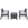 Juego de muebles de jardín 3 piezas plástico gris antracita
