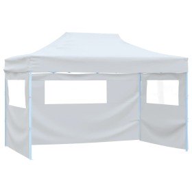 Carpa plegable para celebraciones con 3 paredes blanco