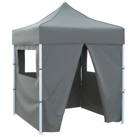 Carpa plegable profesional 4 paredes acero gris antracita 2x2 m