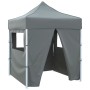 Carpa plegable profesional 4 paredes acero gris antracita 2x2 m