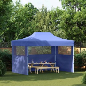 Carpa plegable profesional con 3 paredes acero azul 3x4 m