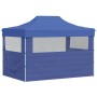 Carpa plegable profesional con 3 paredes acero azul 3x4 m