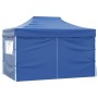 Carpa plegable profesional con 4 paredes acero azul 3x4 m