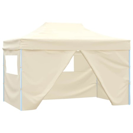 Carpa plegable profesional con 4 paredes acero color crema 3x4m en Carpas y cenadores | Comprar online en Foro24